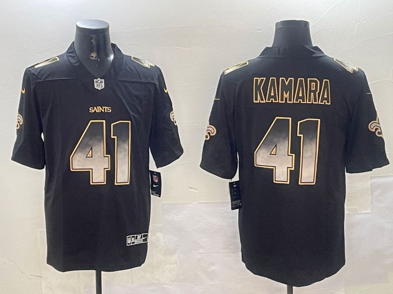 Men New Orleans Saints #41 Kamara Black Nike Smoke Fashion 2024 Limited NFL Jersey style 1